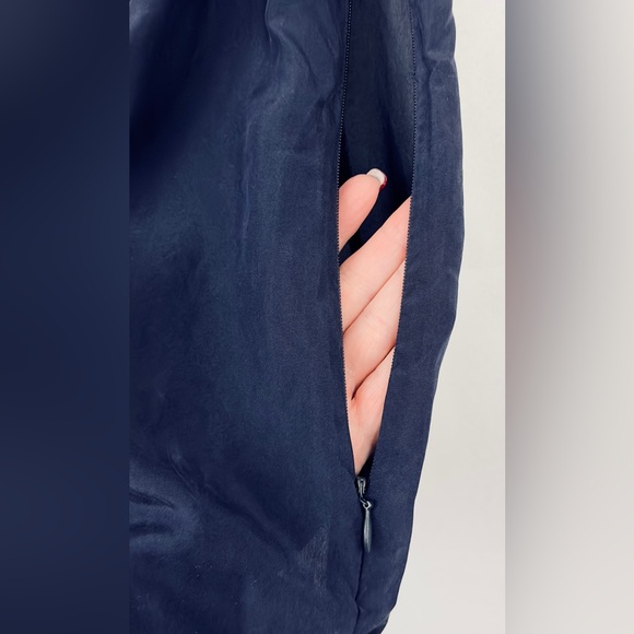 J. Crew - 100% Silk Navy Crew Neck Blouse Tank Raw Edge Pleating Front Detail 2 - Picture 5 of 5